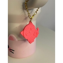 Sevimli Kedi Quencher Termos Bardak Aksesuarı Zincirli Dekoratif Süs Pembe