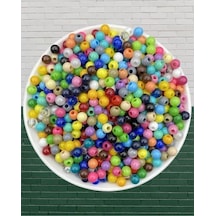 Flea Market 6mm Karışık Renk Plastik Boncuk 300 Adet Dekor/takı/kuzu Boncuğu - Plastik-6mm Diğer