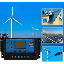 Pwm 30A Solar Şarj Regülatörü 12 V 24 V Lcd Ekran Çift Usb