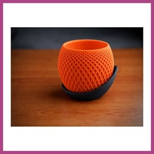Gees Global 3d Baskı Küre Saksı - Kafes Dokulu İki Parçalı Dekoratif Saksı - Turuncu-siyah Gbzs 07230195