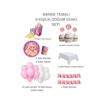 Barbie Temalı 8 Kişilik Doum Günü Seti Pembe