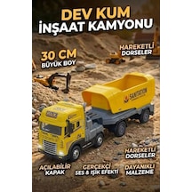 Oyuncak Büyük Boy Dev Hafriyat Kamyonu - Sesli Işıklı Hareketli Damperli İnşaat Tırı 30 Cm