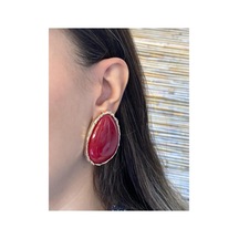 Lunarie İri Damla Kırmızı Taşlı Vintage Statement Küpe