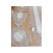 Salon Takımı Angel Çeyizlik Kreme Gold Runner Set 5 Parça Keten Ranır Masa Sehpa Konsol Örtüsü Bzckh1943 Çok Renkli