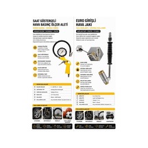 Saat Göstergeli Lastik Basınç Ölçer + Euro Girişli Hava Jakı Seti