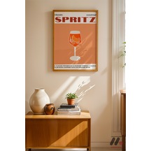 Spritz Kokteyl Posteri, Ahşap Çerçeveli Duvar Tablosu - Mutfak Dekorasyonu