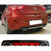 Hyundai İ30 Kırmızı Difüzör Çiftli Kare Egzoz Görünümlü D Tip Difizör 2007 - 2021