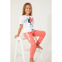 Minnie Mouse Candy Minnie Beyaz Kız Çocuk Kısa Kol Pijama Beyaz