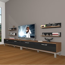 Decoraktiv Eko 360r Slm Krom Ayaklı Tv Ünitesi Tv Sehpası Ceviz - Siyah