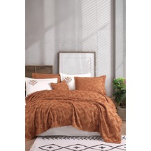 İyi Geceler İstanbul Aztec Kiremit Çift Kişilik %100 Pamuk Yatak Örtüsü Seti Kiremit