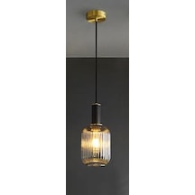 Rsylight Rustik Dekoratif Metal Modern Siyah Bal Opal Camlı Tekli Avize-rys9019089