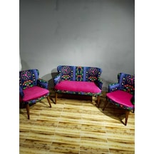 Azra Mobilya Bahce - Çay Seti Koltuk Takımı- Salon- Balkon Koltugu- Kafe Ofis- Koltukoturma Grubu 2 1 1 Fuşya