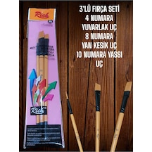 3'lü Fırça Seti Sentetik Kıl 4-8-10 Numaralar