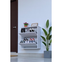 Eliusta Narel Beyaz Renk Kapı Önü Ayakkabılık 72 Cm Genişlik Dış Mekan Asma Ayakkabılık 72 X 78 X 26 Cm Beyaz
