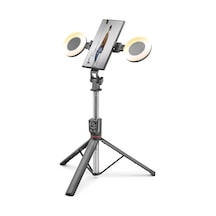 Telefon Tripodu Ve Selfie Çubuğu Çift Led Bluetooth Kumandalı 182 Cm Siyah Nd1033