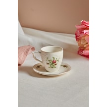 Karaca Vintage Rose Kahve Fincanı Ve Tabağı 100 Ml Çok Renkli