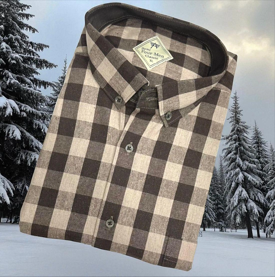 Klasik %100 Cotton Uzun Kollu Terletmeyen Kışlık Flanel Kumaş Camel Gömlek Regular Kalıp -10360 Camel