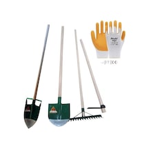 9 Parça Bağ Bahçe Set Saplı Fide Dikme Bel Depkili Kürek Tırmık Üçgen Çapa + Eldiven