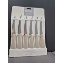 Rooc Mr-06 6lı Dilimleme Ve Meyve Bıçak Seti Gri Orta Boy Lazer Kesim Tırtıklı Meyve Bıçağı