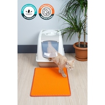 40x55 Cm Hücreli Kedi Kumu Paspası Kedi Matı Kedi Tuvalet Önü Paspası Turuncu
