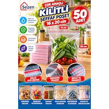 16x20 Cm Şeffaf Kilitli Poşet - 50 Adet - Şeffaf Kilitli Ambalaj Torbası - Dayanıklı Zip Kilit