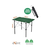 Exent 50x70 Cm Kamp Masası Katlanabilir Masa, Piknik Masası, Siyah Taşıma Çantalı-petrol Yeşili Çok Renkli