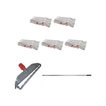 Sska Cod-ex Geniş Islak Paspas Mop Takımı Seti Geniş Islak Mop Başlığı 5'li + Metal Sap + Mop Tutucu