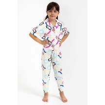 Rolyply Love Krem Kız Çocuk Gömlek Pijama Takımı 5274-29202