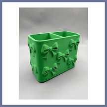 Bezos 3d Baskı Fiyonk Desenli Bölmeli Kalemlik - Masaüstü Organizer - Yeşil Dlra