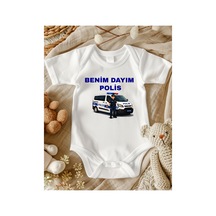 Lupi Benim Dayım Polis Yazılı Bebek Zıbın ekru