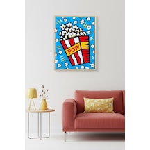 Doğal Ahşap Çerçeveli Popcorn Desenli Tablo - Kırmızı-sarı Sinema Huhu1960