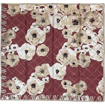 Armine İpek Eşarp Nostalji - 8144-11 Bordo Ekru Twill Siyah Mavi