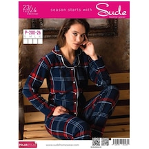 Sude Kadın Gömlek Önden Düğmeli Polar Desenli Pijama Takımı P200/26 - 1 Adet 001