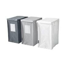 Ikea 3 Adet Çamaşır Sepeti, Beyaz-koyu Gri-açık Gri Meridyendukkan 35litre 22x35x45 Cm/çamaşır Sepeti Çok Renkli