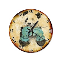 Boksör Panda Retro Duvar Saati (408137003) Çok Renkli