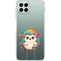 Samsung Galaxy M33 İle Uyumlu Splash Kirpi Tasarımlı Şeffaf Silikon Kılıf Şeffaf