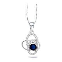 Brezza Lusso Jewelry  Diamond Serisi Safir Tektaş Girdap Stylish/night Gümüş Kadın Kolye 45 CM 45 CM