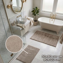 Queen Ultra Soft 2’li Paspas Seti | Bej 50x80 + 80x120 CM Banyo, Mutfak ve Antre Çok Amaçlı Kullanım