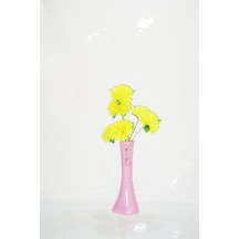 40 Cm Pembe İşlemeli Vazo Sarı Çiçek