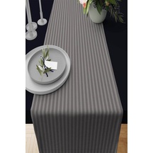 Gri Çizgi Desenli Premium Masa Örtüsü Runner Rnr282n11