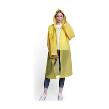 Sarı Kadın Erkek Yağmurluk Kapüşonlu Çıtçıtlı Eva Unisex Pratik Kapşonlu Yağmurluk Xl Büyük Bed