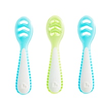 Munchkin Gentle Dip İlk Bebek Kaşığı 3'lü Set 4 Ay+ Aşamalı Beslenme Bpa İçermez Unisex Mavi-yeşil Mavi - Yeşil