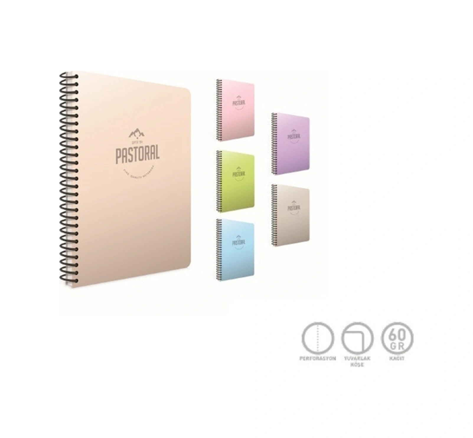 Pastoral Spiralli Plastik Kapak Defter A4 160 Yaprak Çizgili 2 Li Paket 5552