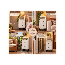 Çok Amaçlı Modern Yan Sehpa Organizer Yatak Odası Komodin 25cm Ahşap Görünümlü Ev Tamamlayıcı Beyaz - 926882295 Beyaz