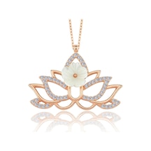 Işıltılı Lotus Manolya Çiçeği Rose Renk Flowers Gümüş Kolye