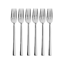 Gümüş Tatlı Çatalı Seti, Paslanmaz Çelik, 16 Cm, Metalik, Titanyum Kaplama, 6 Adet Gümüş Metalik