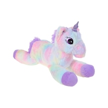 Peluş 60 Cm Yatan Boynuzlu At Çok Renkli
