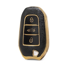 Lüx Peugeot 208 308 508 2008 3008 5008 Rifter Anahtar Kılıfı Siyah Gold Altın Renk