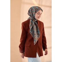 Silk Home Yaz Esintisi Eşarp 150002-18 Turkuaz, Parlak Turuncu, Tarçın, Yeşil, Pudra