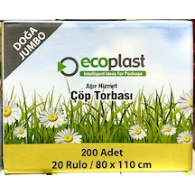 Ecoplast Jumbo Boy Siyah Çöp Torbası Poşeti - 300 G - 90 L - 80 x 110 CM / 10 Adetlik 20 Rulo
